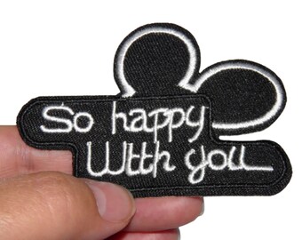 Patch "So happy" Renfort Écusson brodé thermocollant