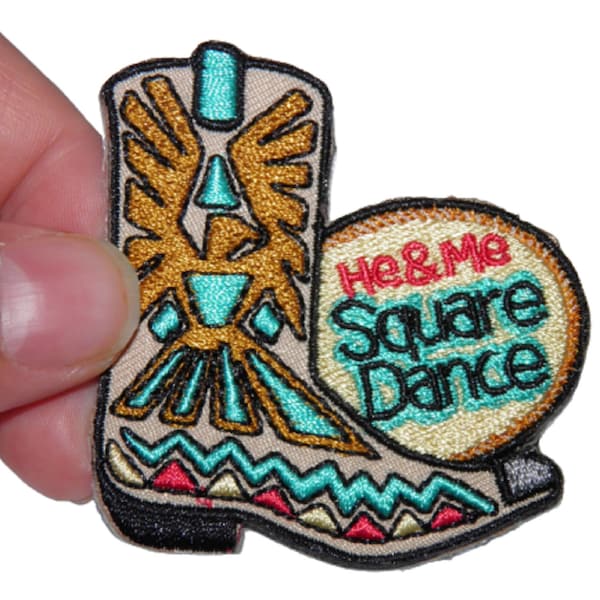 Patch "He and Me" Botte Square Dance Renfort Écusson brodé thermocollant