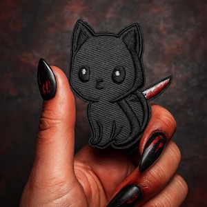 Black Cat Chassassin Patch Reinforcement Embroidered iron-on badge