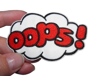 Cloud Patch Oops! Reinforcement Embroidered iron-on patch