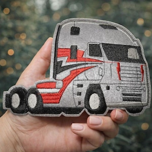XXL Truck Patch - 19.5cm Iron-on Embroidered Patch - Trucker Jacket Decoration, Tuning, Trucking - Textile Customization and Repair