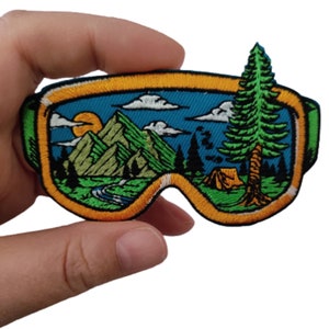 Patch Lunettes de ski nature Renfort Écusson brodé thermocollant image 1