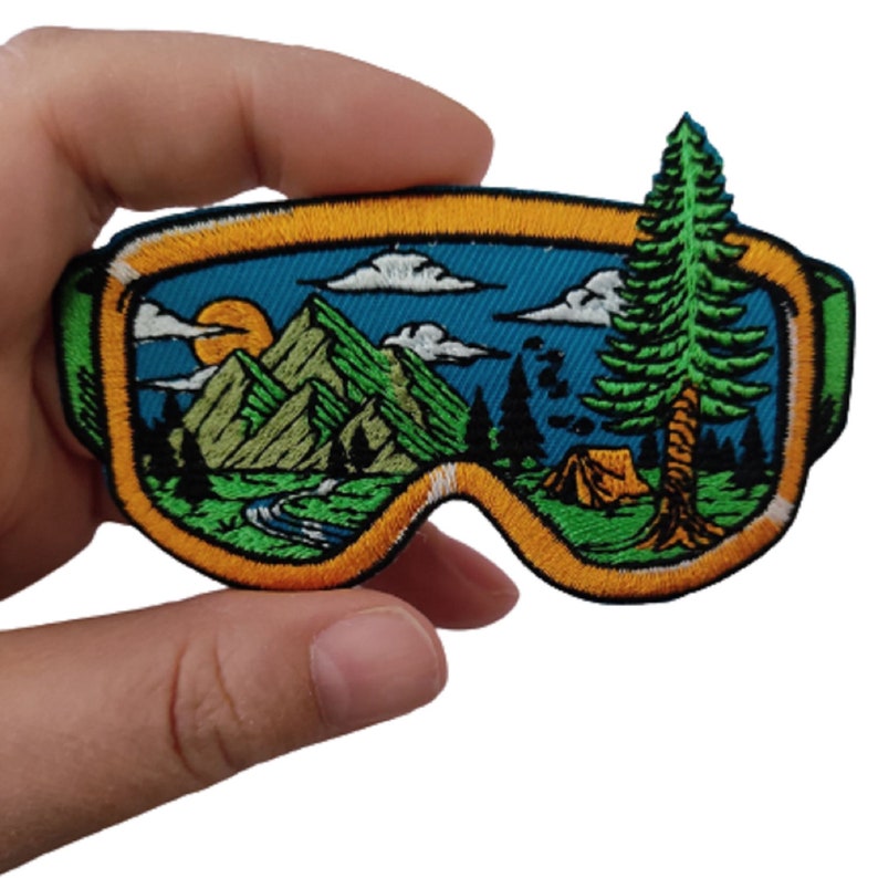 Patch Natural ski goggles Reinforcement Embroidered iron-on badge image 1