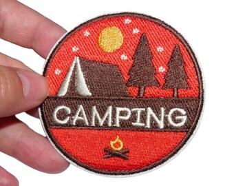 Patch Camping Rouge Renfort Écusson brodé thermocollant