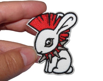 Patch Lapin punk Renfort Écusson brodé thermocollant