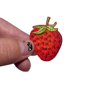 Peut inclure: Patch brodé de fraise rouge avec des feuilles vertes.