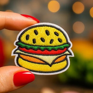 Patch Cheeseburger Gourmand Renfort Écusson brodé thermocollant à repasser