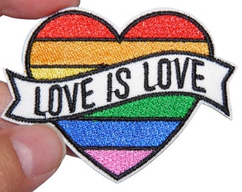 Patch Coeur Love is Love Renfort Écusson brodé thermocollant