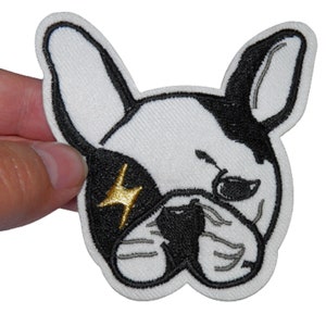 French Bulldog Rock Reinforcement Patch Embroidered iron-on badge