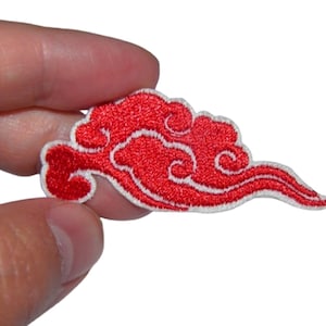 Intense Red Cloud Patch Reinforcement Embroidered iron-on patch
