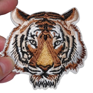 Tiger head patch Reinforcement Embroidered iron-on patch