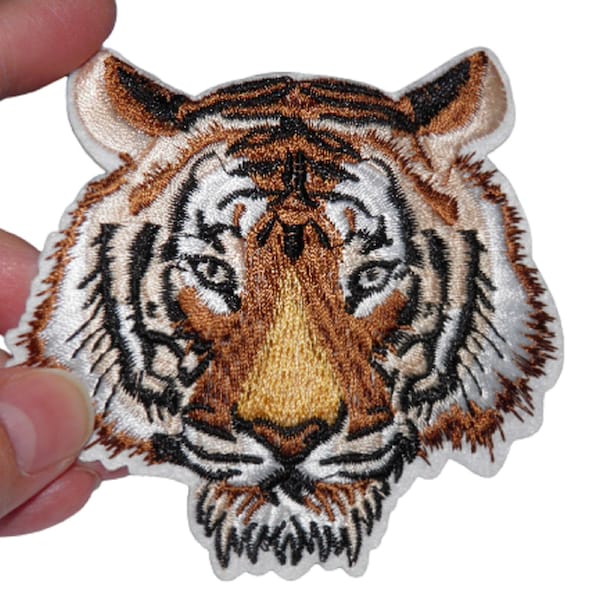 Patch Tête de tigre Renfort Écusson brodé thermocollant