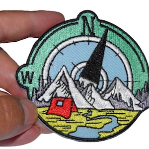 Patch Compass Camping Mountains Reinforcement Embroidered iron-on badge