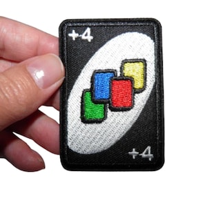 Patch Carte à jouer +4 Renfort Écusson brodé thermocollant