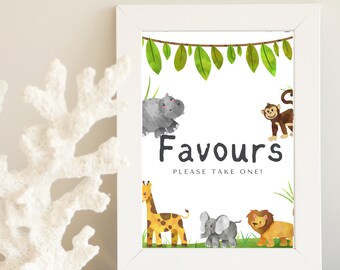 Safari Birthday Party Favour Sign - Safari party favour sign, party favour sign, kids birthday party decor, safari kids birthday party decor