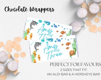 Under The Sea Schokoriegel Wrapper - INSTANT DOWNLOAD, Aldi Schokoriegel, Hersheys Schokoriegel Wrapper, bearbeitbar, druckbar, Vorlage,