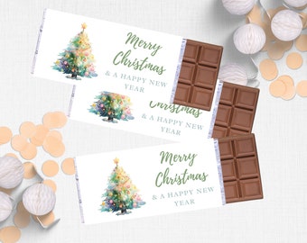 Christmas Chocolate Bar Wrapper - instant download, editable, printable, class Christmas gifts, school gift, Christmas gift, Christmas Tree