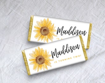 Sonnenblume Schokolade Wrapper-sofortiger Download, bearbeitbar, druckbar, Vorlage, Kinder Geburtstagsparty, Geburtstag Gastgeschenke, CCL001