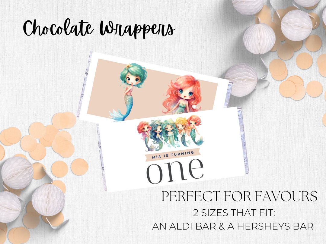 Mermaid Birthday Party Chocolate Bar Wrapper - INSTANT DOWNLOAD , Aldi ...