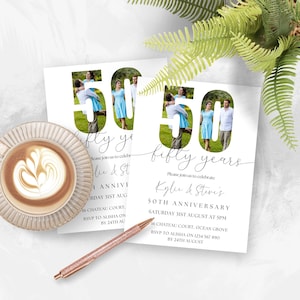 50th Anniversary Invitation | 50th Wedding Anniversary Invite with Photo | Instant Download | Printable | Editable | Minimalist Invitation