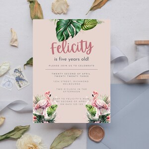 Editable Flamingo Invitation -instant download, template, customisable, printable, editable invitation, printable invitation, flamingo party