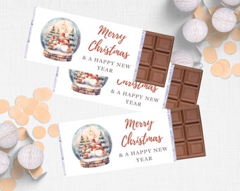 Christmas Chocolate Bar Wrapper-Instant download, editable, printable, class Christmas gifts, school gift, Christmas gift, Snowmen Snowglobe