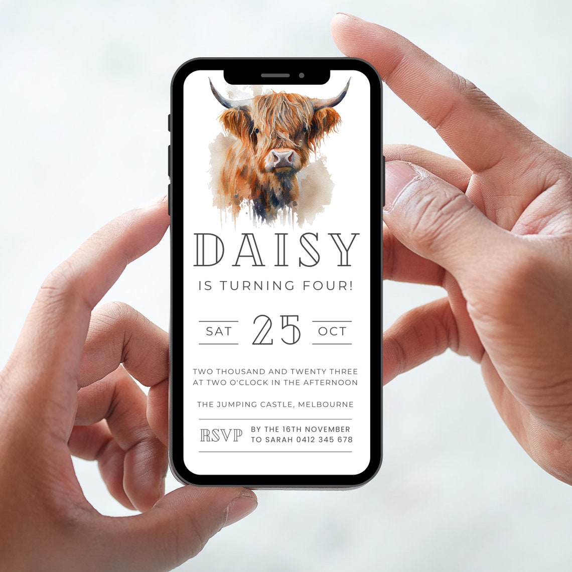 Highland Cow Invitation - Instant Download, Editable, Printable ...