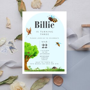 Bugs Invitation - instant download,template,printable, editable invitation, bugs, wildlife, bug theme party, cute bugs event, cute bug party