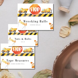 Construction Party Buffet Cards - INSTANT DOWNLOAD editable buffet card, printable buffet cards, party decoration, party decor, Construction