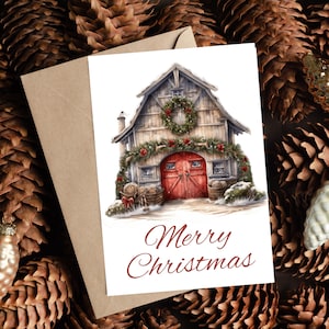 Barn Christmas Card, Printable, Happy Holidays, Merry Christmas, Christmas Card, Printable Card, Western Christmas Card, Printable Christmas