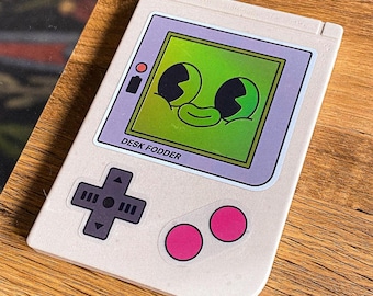 Retro Handheld Console Coaster – Handmade Jesmonite Drink Coaster – Cute Gaming Desk Decor – Gift for Gamers Designers & Retro Game Fans