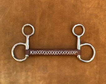 NY Tack Hanging Cheek Baucher Snaffle with Natural Soft Leather Round Mouthpiece