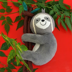 Sam the Sloth - Tennis Ball Dog Toy, Tennis ball and rope dog toy, fun sloth tennis ball dog toy, fetch toy for Christmas, squeaker inside