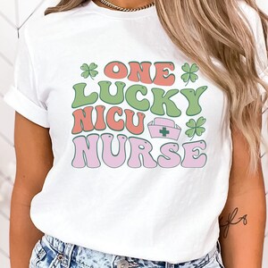 NICU St Patricks Day Shirt, RN Shirt For St Patrick Day, Neonatal Pediatric Nurse Shirt, Matching Nicu Retro Crew T Shirts, Nicu Nurse Gift