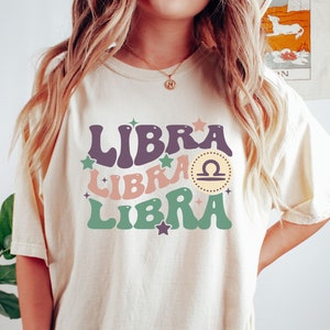 Libra Retro Zodiac Shirt, Libra Astrology Shirt for Women, Zodiac Horoscope Tshirt, Libra Gift, Libra Zodiac Sign Tee, Comfort Colors Tee