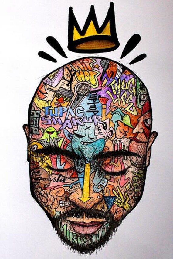 Graffiti Art Portrait Abstract Rapper Wall Art Poster Etsy