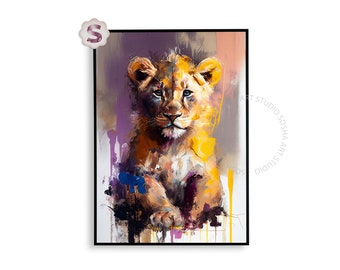 Póster de león / Regalo perfecto para baby shower como decoración de pared para guardería