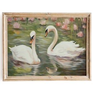 Swan Painting | Maximalist Wall Art for a Girly Chic Office Decor