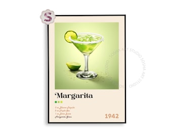 Margarita Cocktail Print: Retro Bar Cart Art (Digital Download)