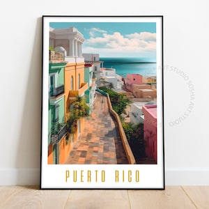Puerto Rico Travel Poster, Colorful City Print, Maximal Decor, Mid Century Modern Wall Art, Puerto Rico Print, Vintage Travel Art, Download