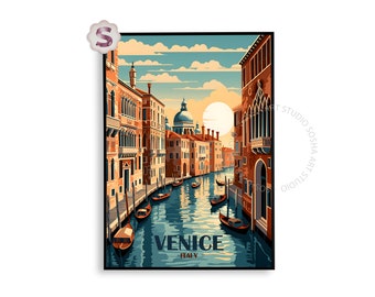 Venice Travel Poster, Printable Italy Poster, Birthday Present, Wedding Anniversary Gift, Destination Art Print, Venice Digital Download