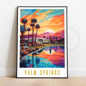 Palm Springs Poster, California Wall Art, Aesthetic Poster, Vintage Palm Springs, Colorful Wall Art, Palm Springs Print, Maximalist Wall Art