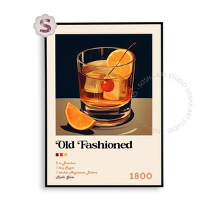 Impresión de cócteles antiguos / Póster de cócteles / Impresiones de alcohol / Cóctel retro / Arte de carrito de bar / Cóctel exclusivo / Impresión de cócteles