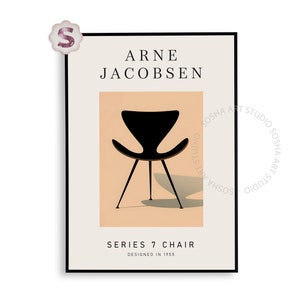 1955 Arne Jacobsen Industrial Design Print, Mid Century, plakat wystawowy, nowoczesna abstrakcja, wydruk mebli Bauhaus, minimalistyczny wydruk artystyczny