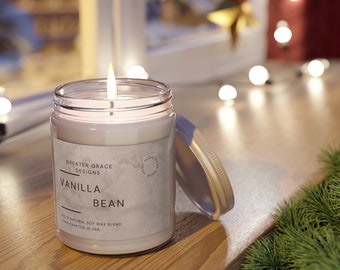 Vanilla Bean Soy Candle, Aromatherapy Candles, Vegan Candle, Natural Soy Wax, Hand-Poured, Handmade, Gift For Her, Anniversary Gift, Baking