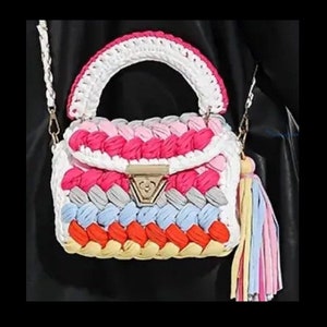 Handgemachte häkeln (mehrfarbig) Puff Stitch Tasche, Frauentasche, Häkeltasche, Marshmallow-Taschen, Luxustasche, handgewebte Tasche, Geschenk für sie