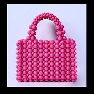 Pochette de soirée élégante faite main avec perles imitation roses, poignée en perles roses, sac à main chic pour femme pour les occasions formelles, rose, sac de perles