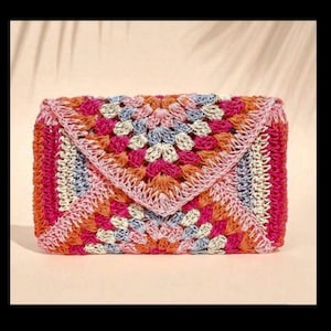 Handgemachte bunte häkeln Raffia Tasche, Raffia Handtasche, Abend Clutch Bast Stroh Clutch Umschlag Clutch kleine Häkeltasche Geldbörse