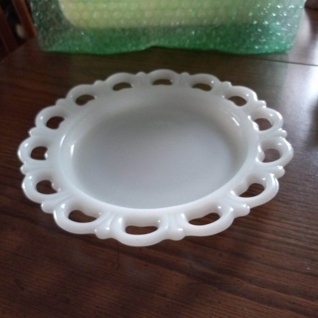Vintage Milk Glass Plate Etsy