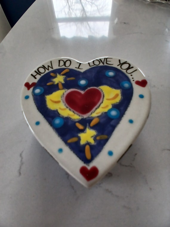 Vintage Heart Shaped Trinket Box Signed - image 2